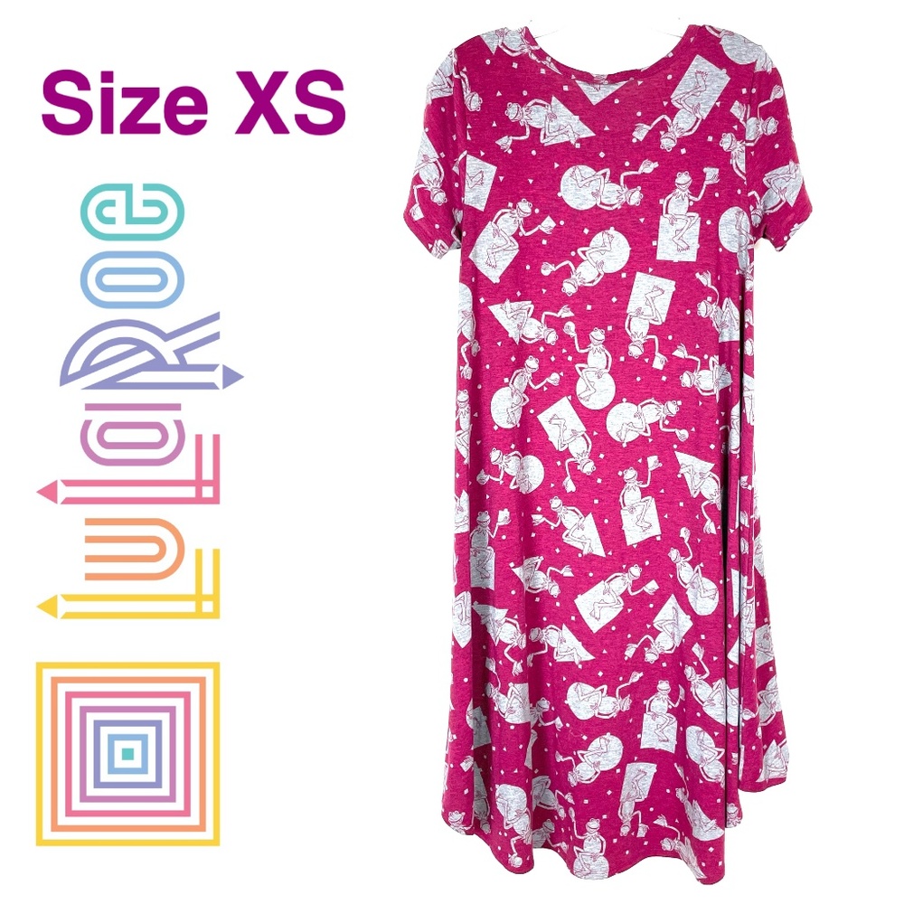 LuLaRoe Disney Kermit the Frog Carly Dress Sz XS